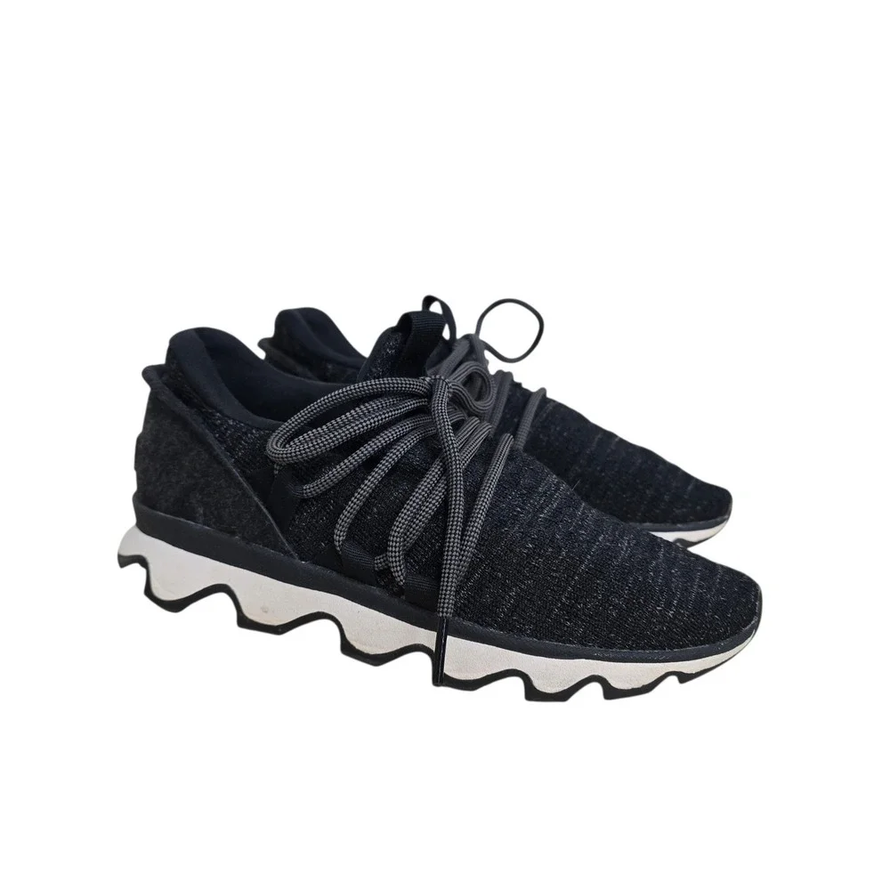 Sorel Kinetic Sneak Black White Scalloped Sole Sneakers Womens Size 7